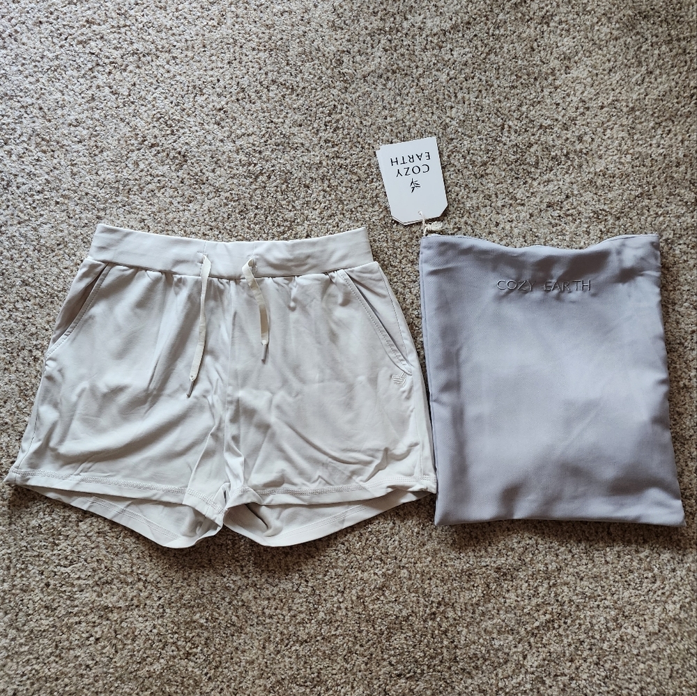 Cozy Earth Light Grey Bamboo Jogger Shorts Gray Medium